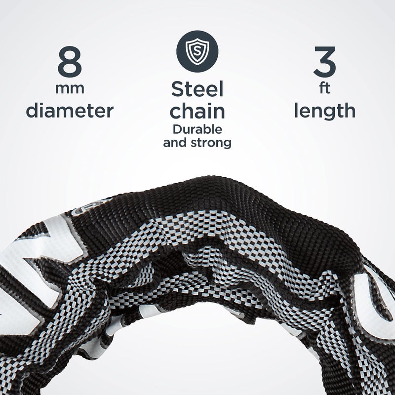Schwinn Reflective Chain Key Lock for Bike, 3 feet x 8mm Anti Theft Bicycle Lock, Security Level 4 - Image 3